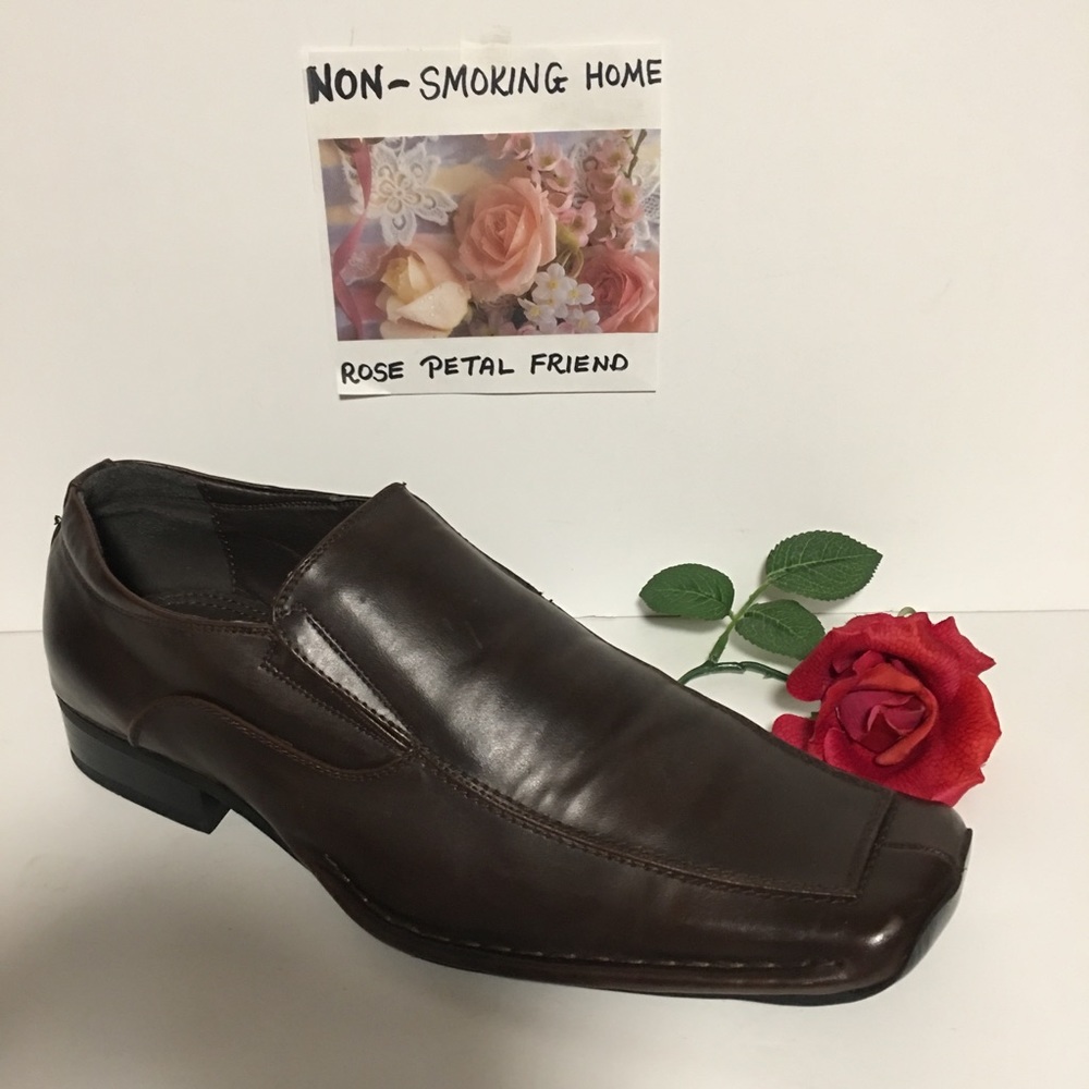 LEATHER BORELLI SZ 13 SLIP ON BROWN LOAFERS